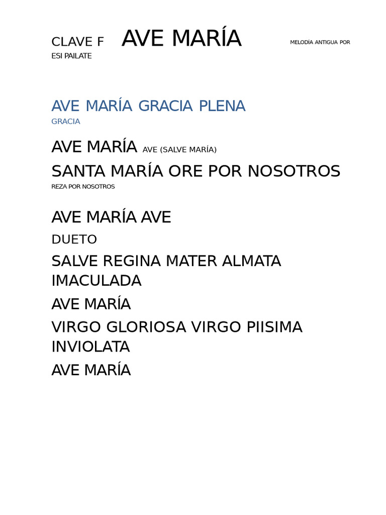Melodías de Ave María y Salve Regina | PDF