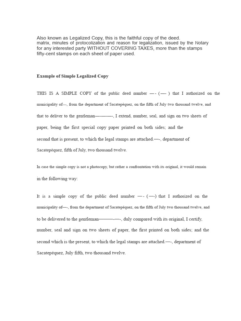 Example of a Simple Legalized Copy | PDF