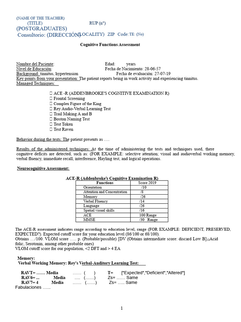 Cognitive Functions Assessment Report | PDF | Working Memory | Memory