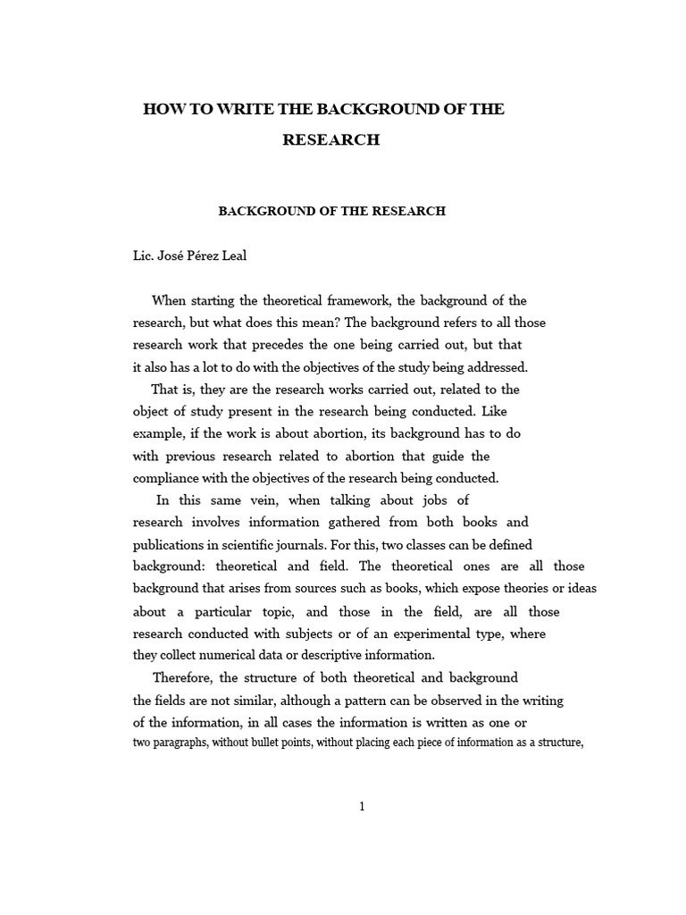 Writing Research Background Effectively | PDF | Information | Theory