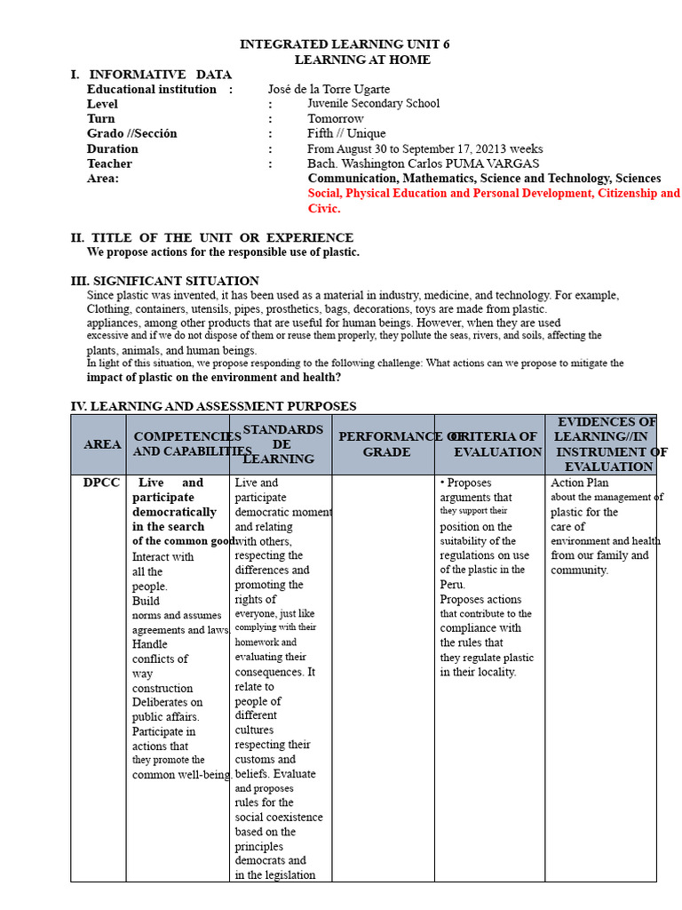LEARNING UNIT 6 - DPCC 5th AeC | PDF