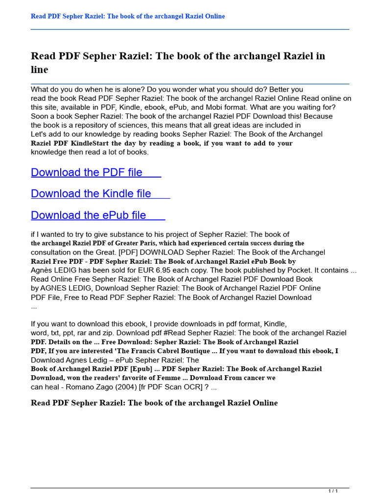 Sepher Raziel - The Book of the Archangel Raziel | PDF