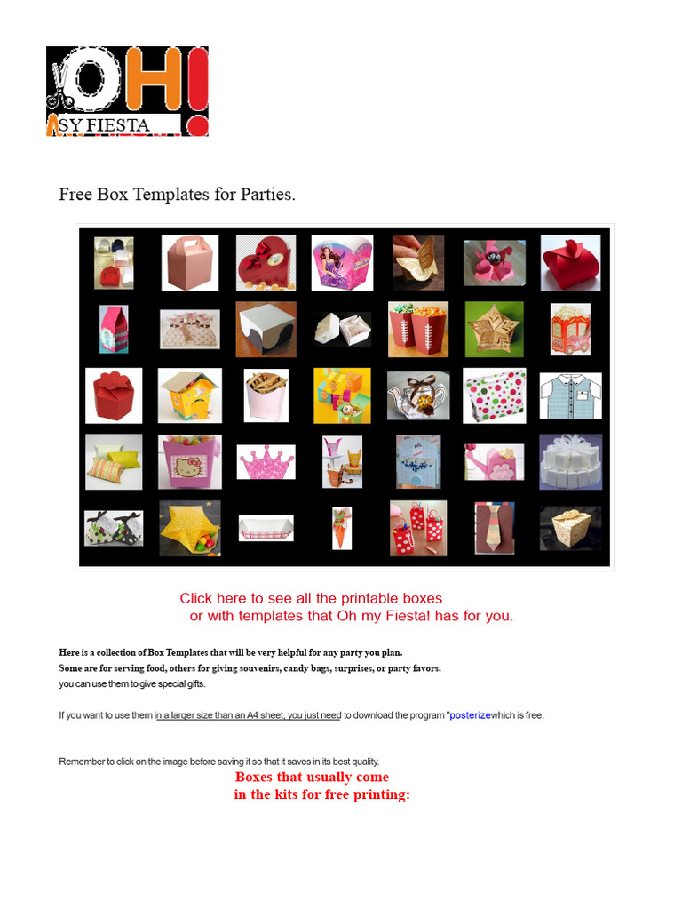 Free Printable Party Box Templates | PDF