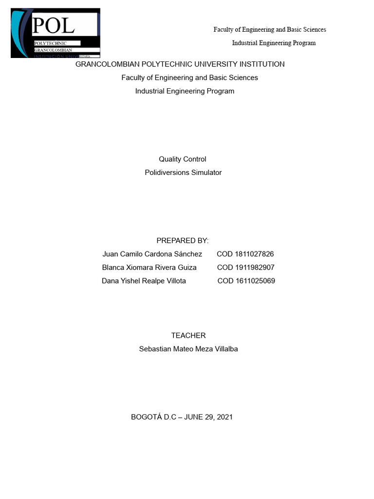 Industrial Engineering Quality Control Report | PDF