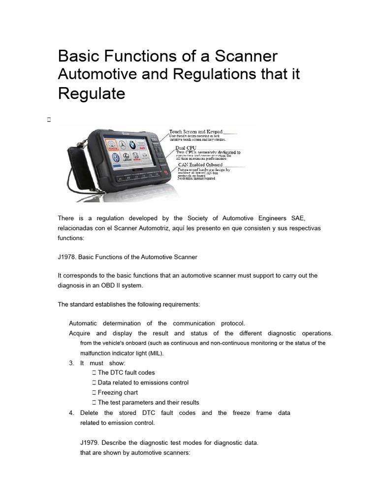 Essential Functions of Automotive Scanners | PDF | Motor Vehicle ...
