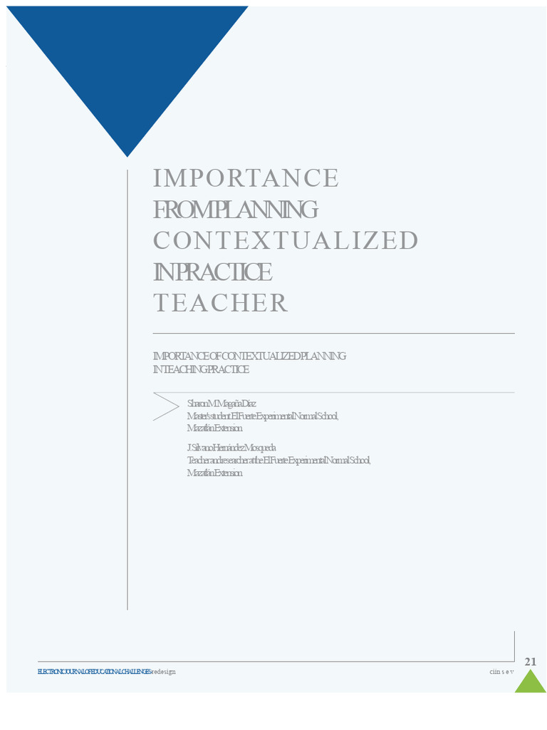 Contextualized Planning in Teaching | PDF | Methodology | Concept