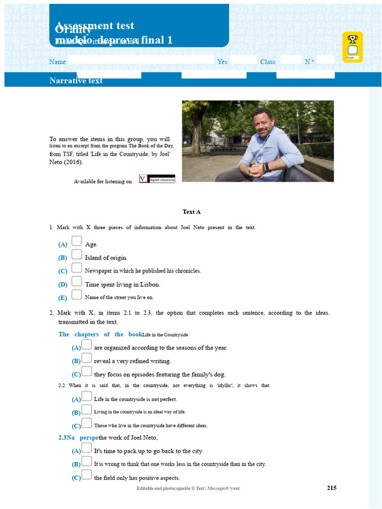 Messages_9_DP_[Test 1] | PDF | Grammatical Tense | Language Mechanics