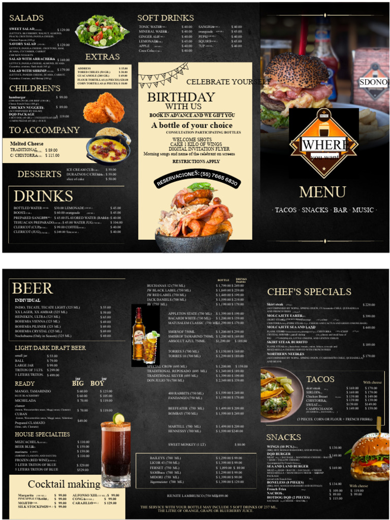 Menu of Salads and Beverages | PDF
