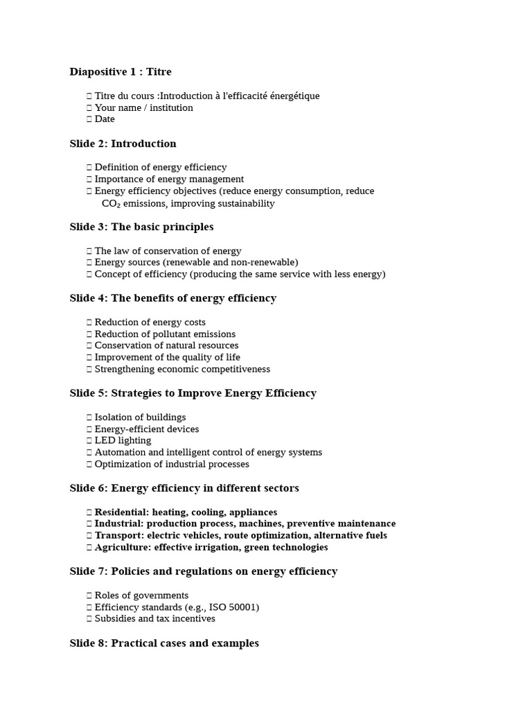 Introduction à l'Efficacité Énergétique | PDF | Efficient Energy Use ...