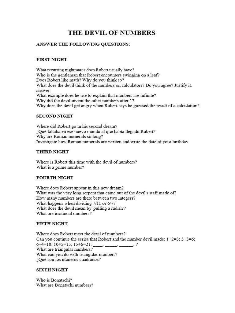 Robert's Adventures with the Number Devil | PDF | Numbers | Prime Number