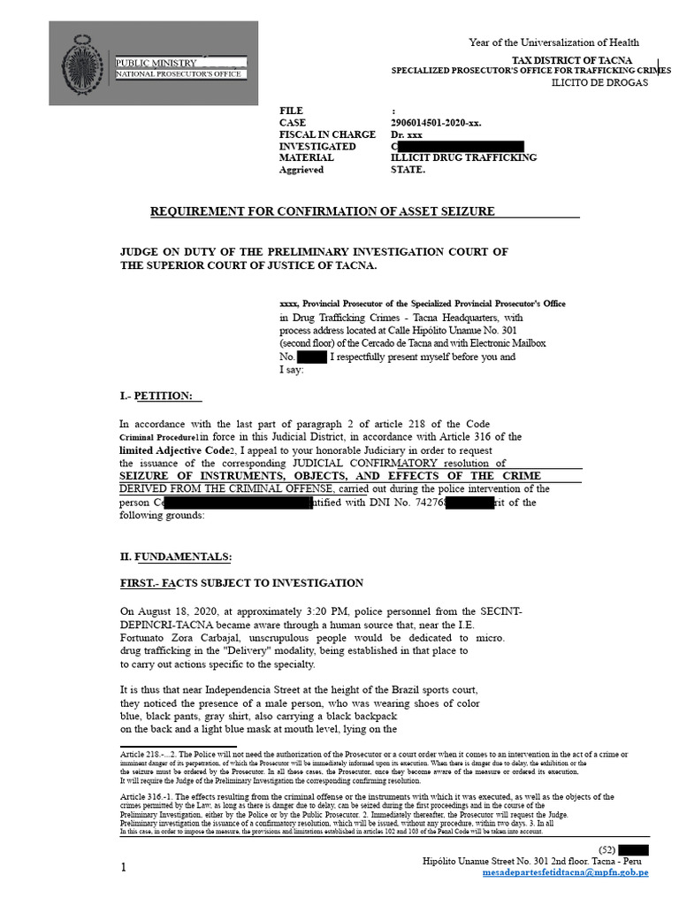 Asset Seizure Request in Drug Case | PDF | Cannabis (Drug) | Prosecutor