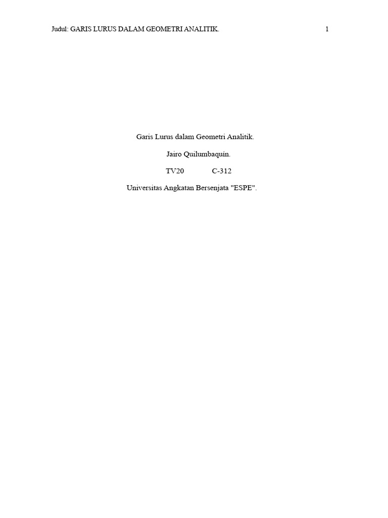 Garis Lurus dalam Geometri Analitik | PDF