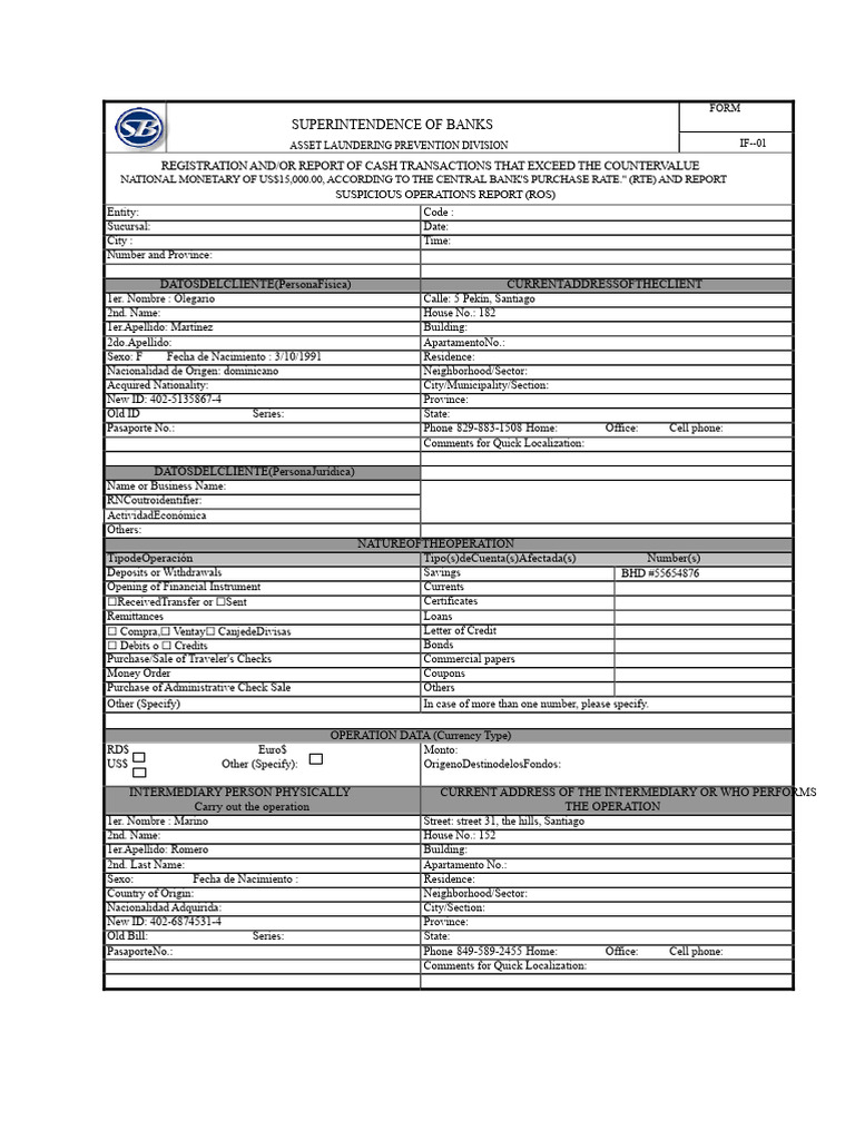 7 Form IF01 Cash Transaction Registration | PDF | Banks | New York ...