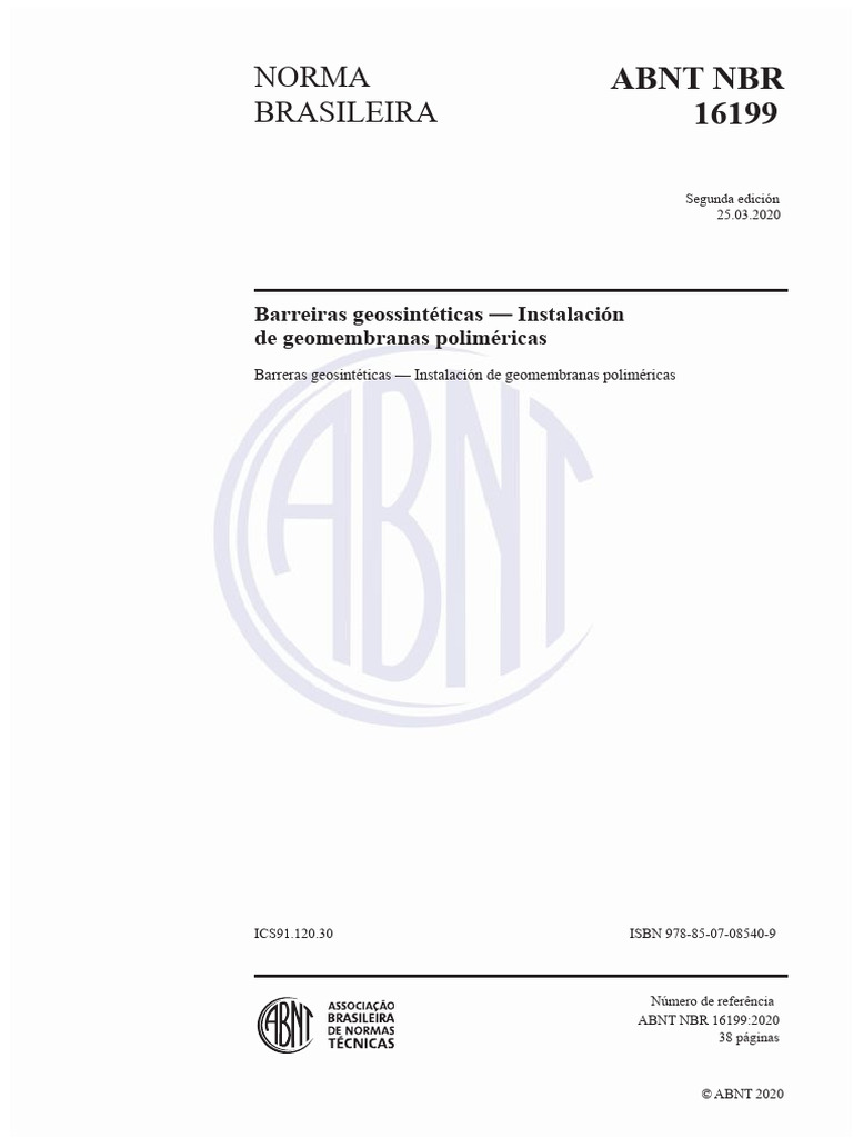 Instalación de geomembranas ABNT NBR 16199 | PDF