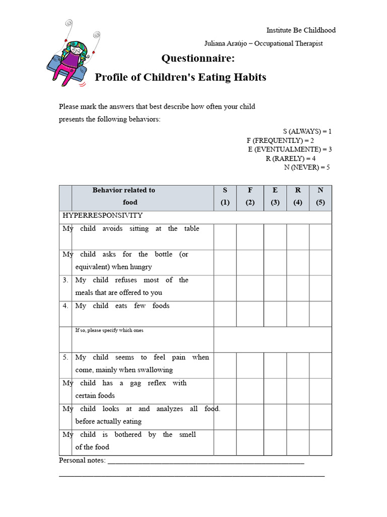 Children's Eating Habits Questionnaire | PDF | Psychology | Behavioural ...