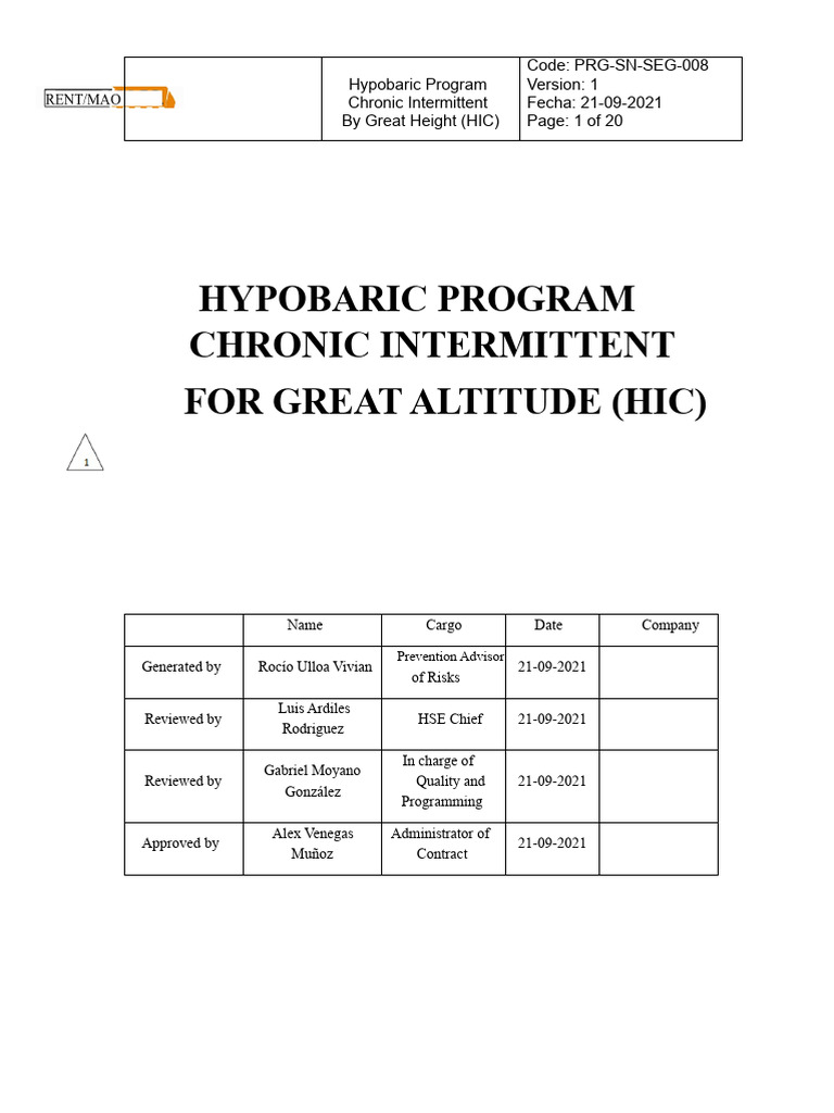 Hypobaric Program for High Altitude Safety | PDF | Medical Specialties ...