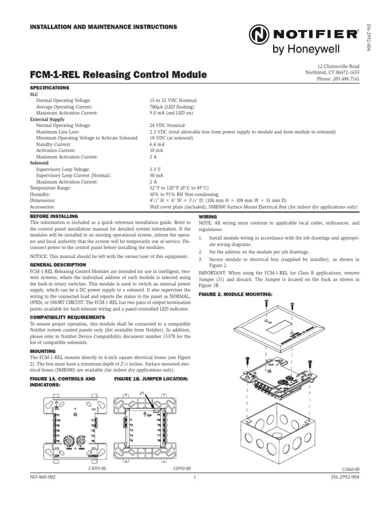 Notifier FCM-1-REL Addressable Releasing Module