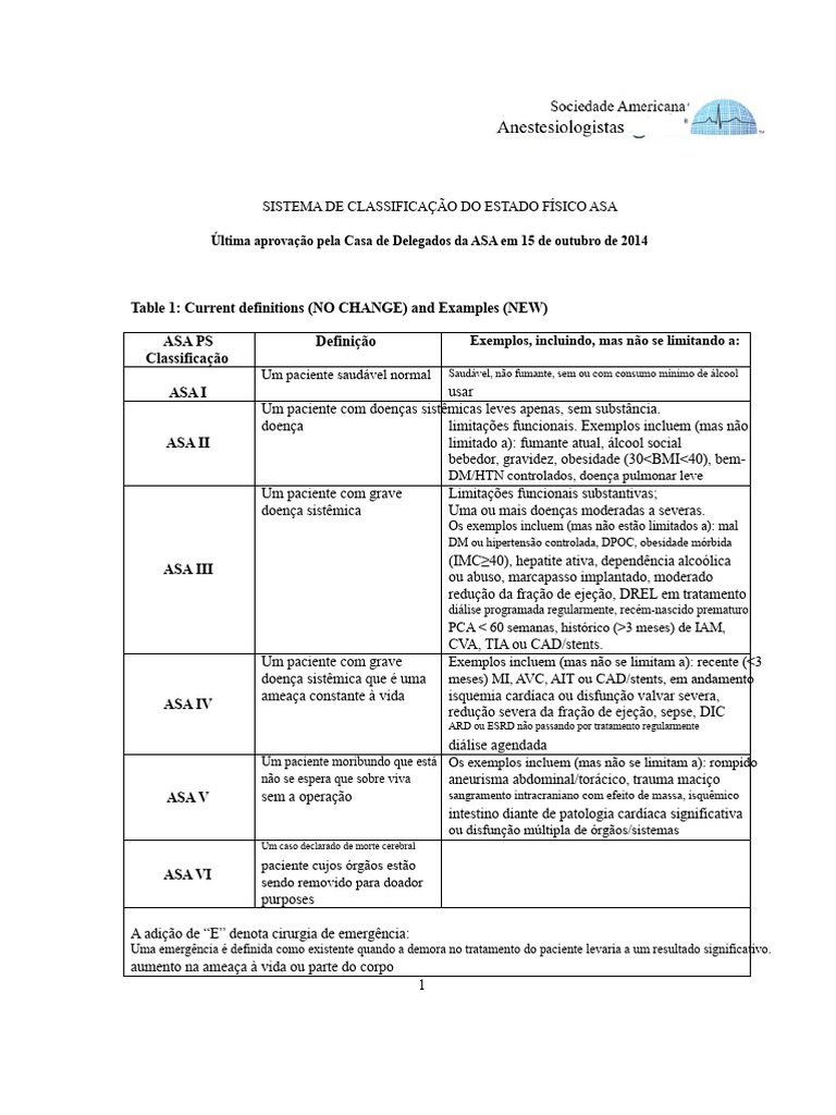 asa-sistema-de-classificação-de-status-físico.pdf | PDF | Doenças e ...