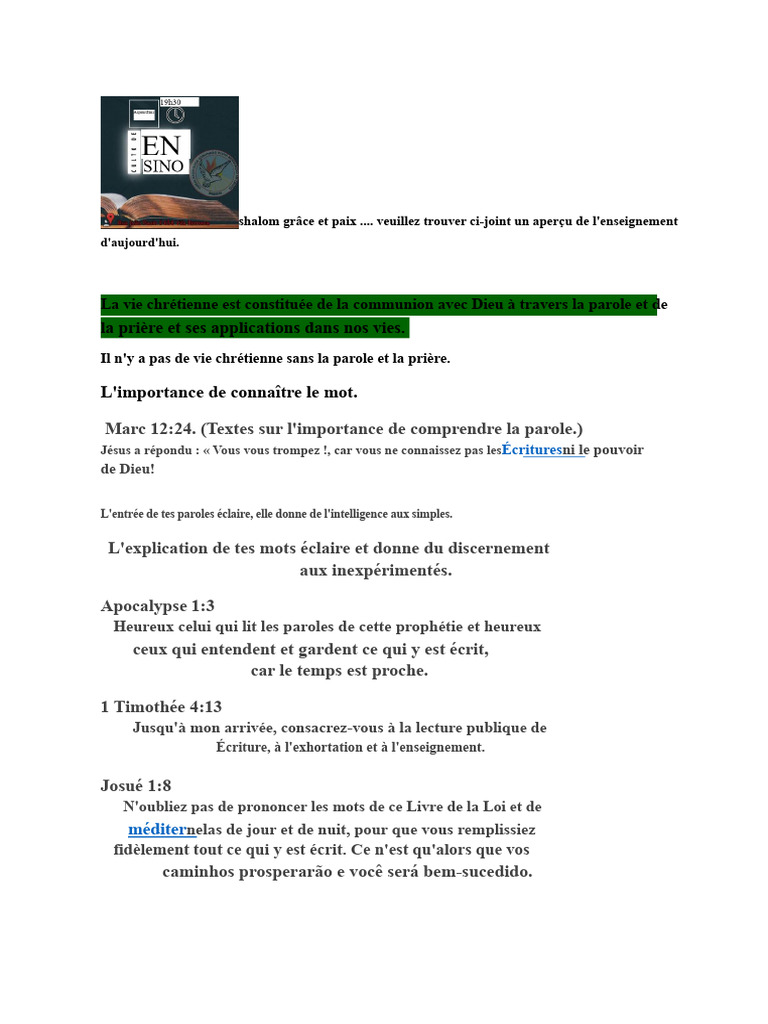 Importance de la prière et des Écritures | PDF | Jésus | Dieu