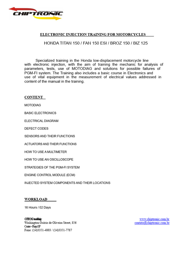 Honda Motorcycle Injection Training | PDF