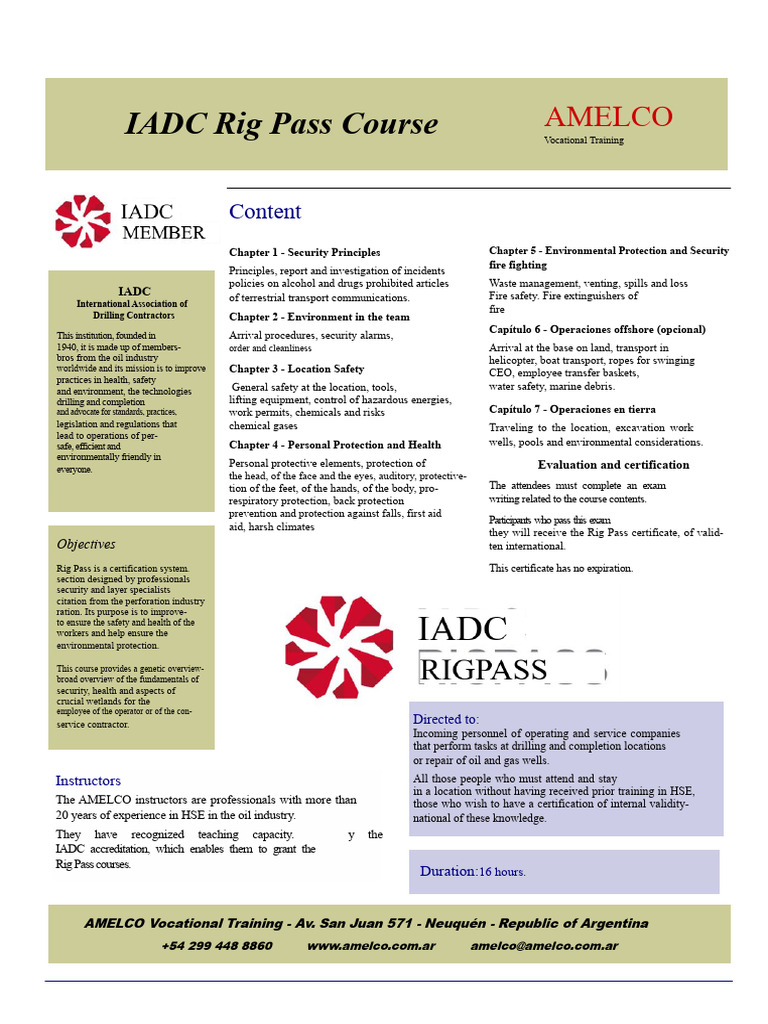 IADC Rig Pass Course | PDF | Safety | Fires