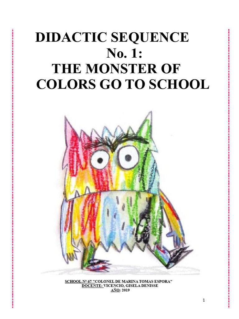 Didactic Sequence: The Color Monster at School | PDF | Word | Human ...