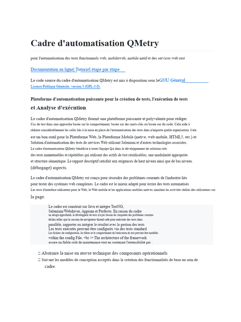 Cadre d'automatisation QMetry pour tests | PDF | Internet | Internet et Web