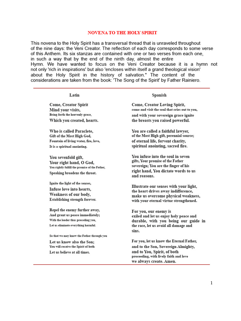 Novena to the Holy Spirit Guide | PDF | God The Father | Jesus