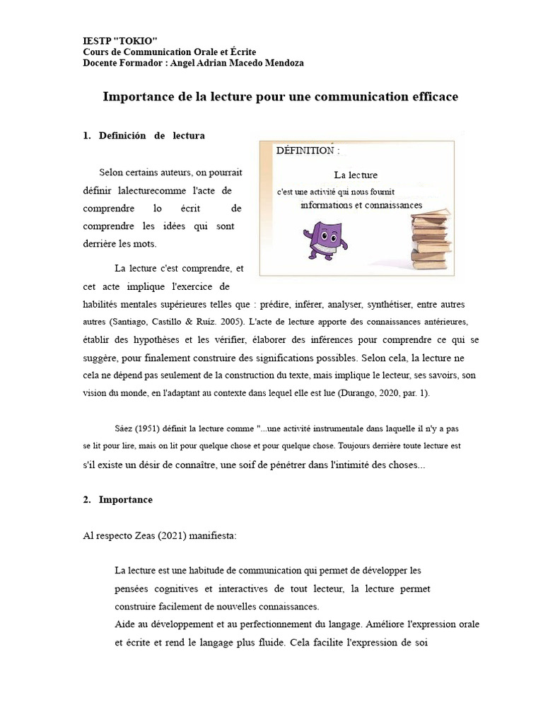 Importance de la Lecture en Communication | PDF | Concept de ...