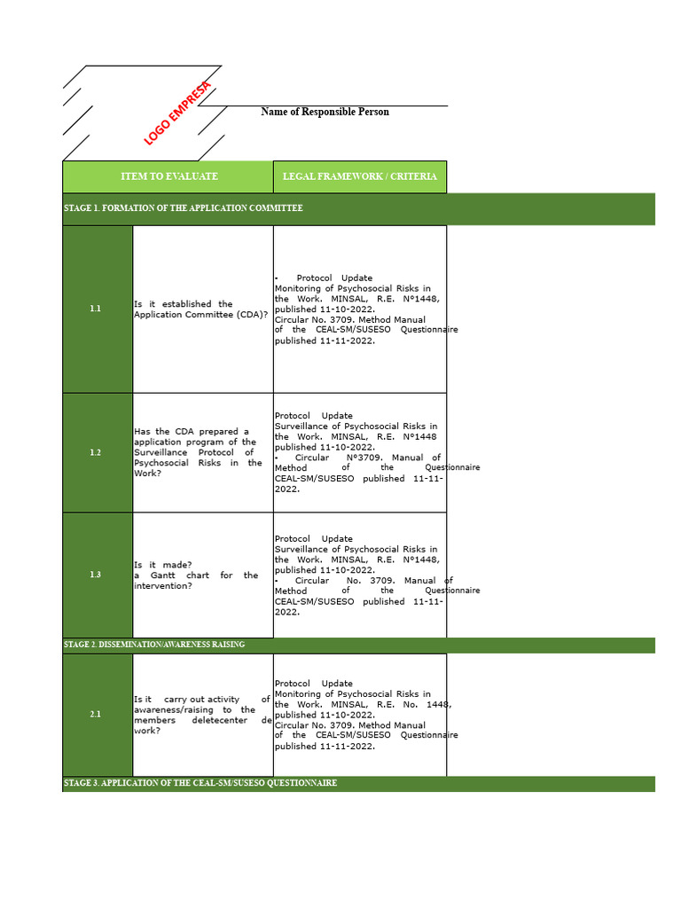 CEAL-SM_SUSESO Checklist | PDF | Business