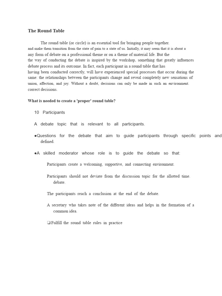 Effective Round Table Guidelines | PDF | Mind