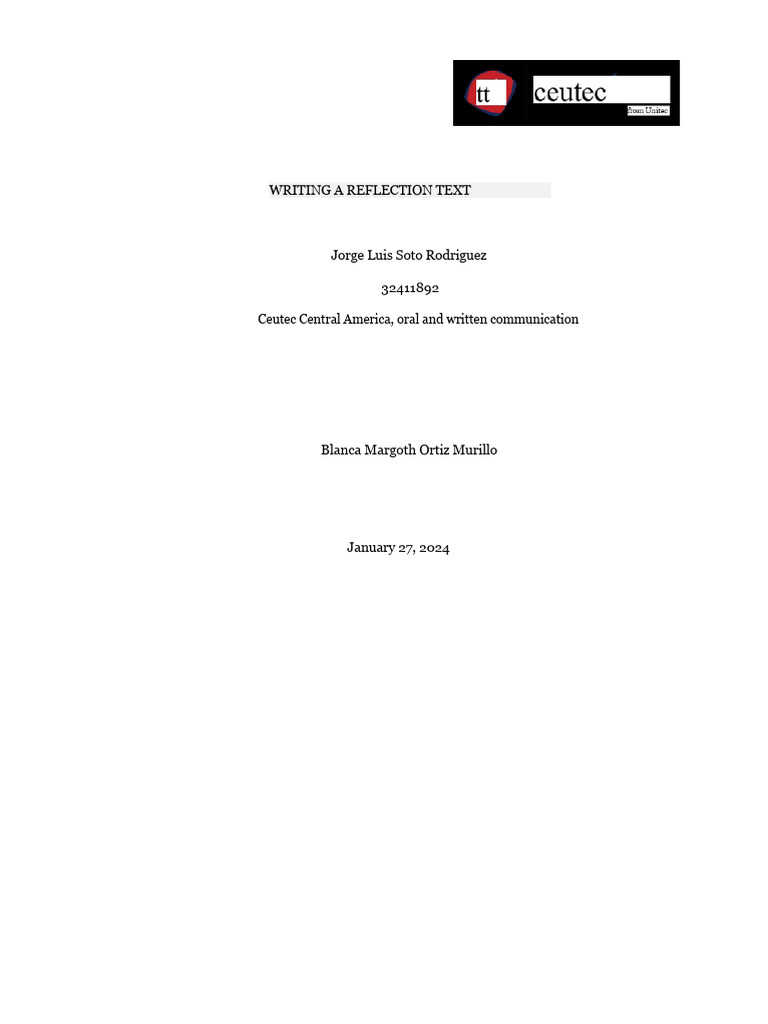 WRITING A REFLECTION TEXT | PDF