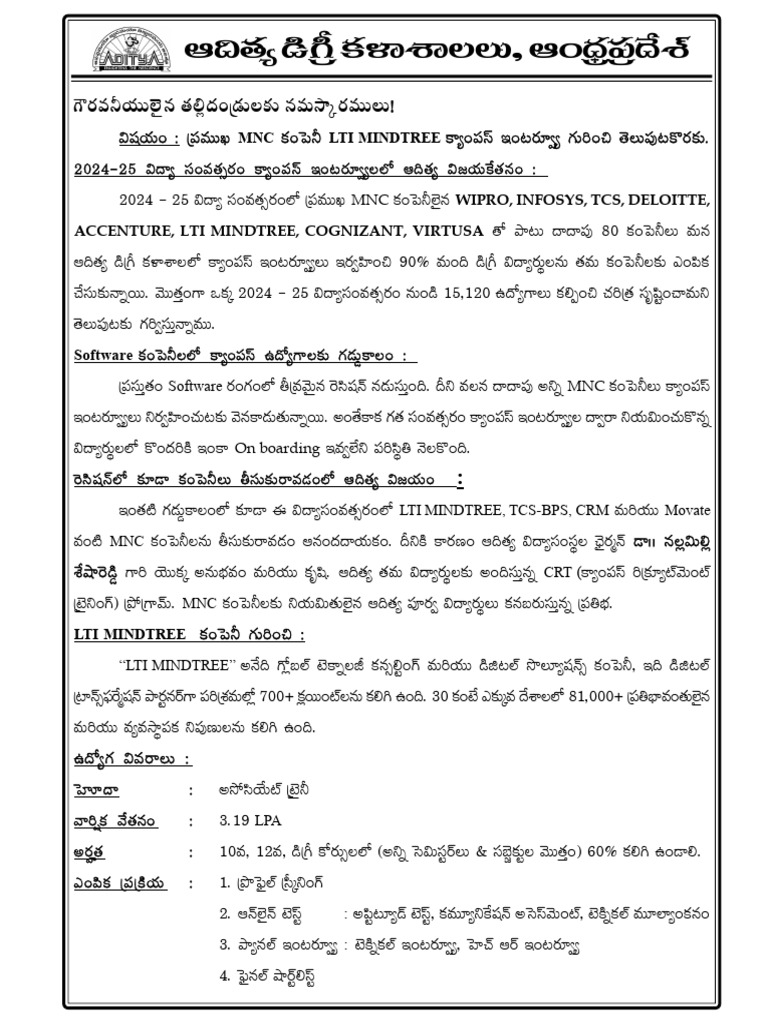 Lti Mindtree Meeeting Letter | PDF