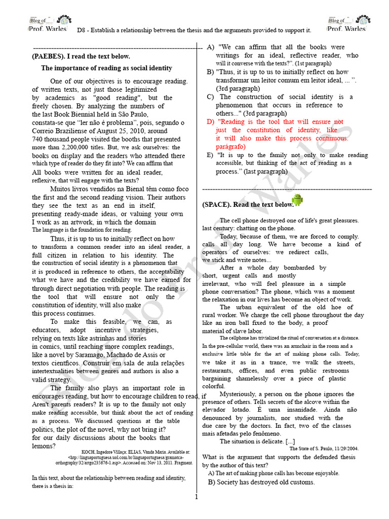 D8 (3rd Series - High School - L.P - Prof. Warles' BLOG) | PDF