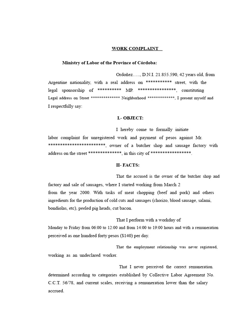 Work Complaint | PDF | Employment | Salary