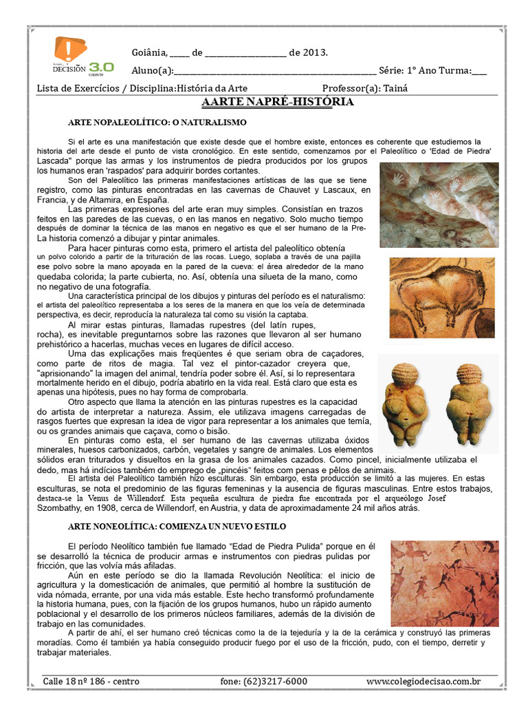 Historia del Arte: Paleolítico a Neolítico | PDF | Arte roquero | Neolítico