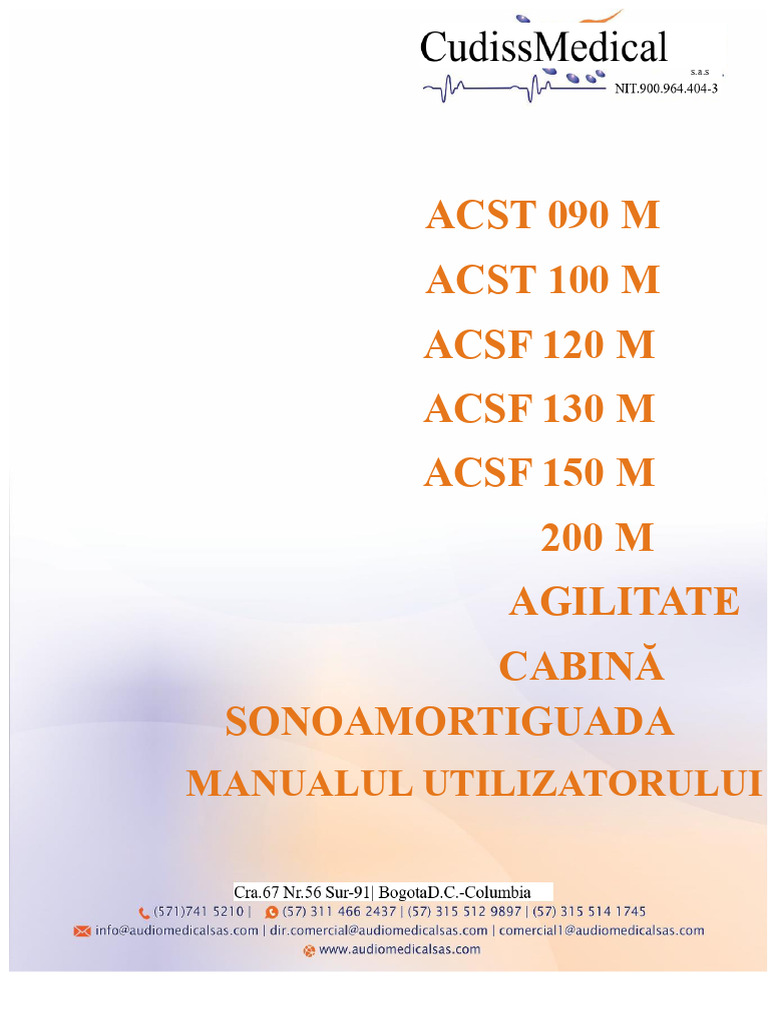 Manual de Utilizare Cabine Audiomedical Linia Acst | PDF
