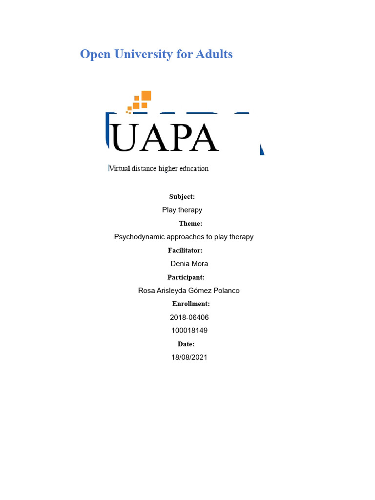 Psychodynamic Play Therapy Guide | PDF | Psychotherapy | Play Therapy