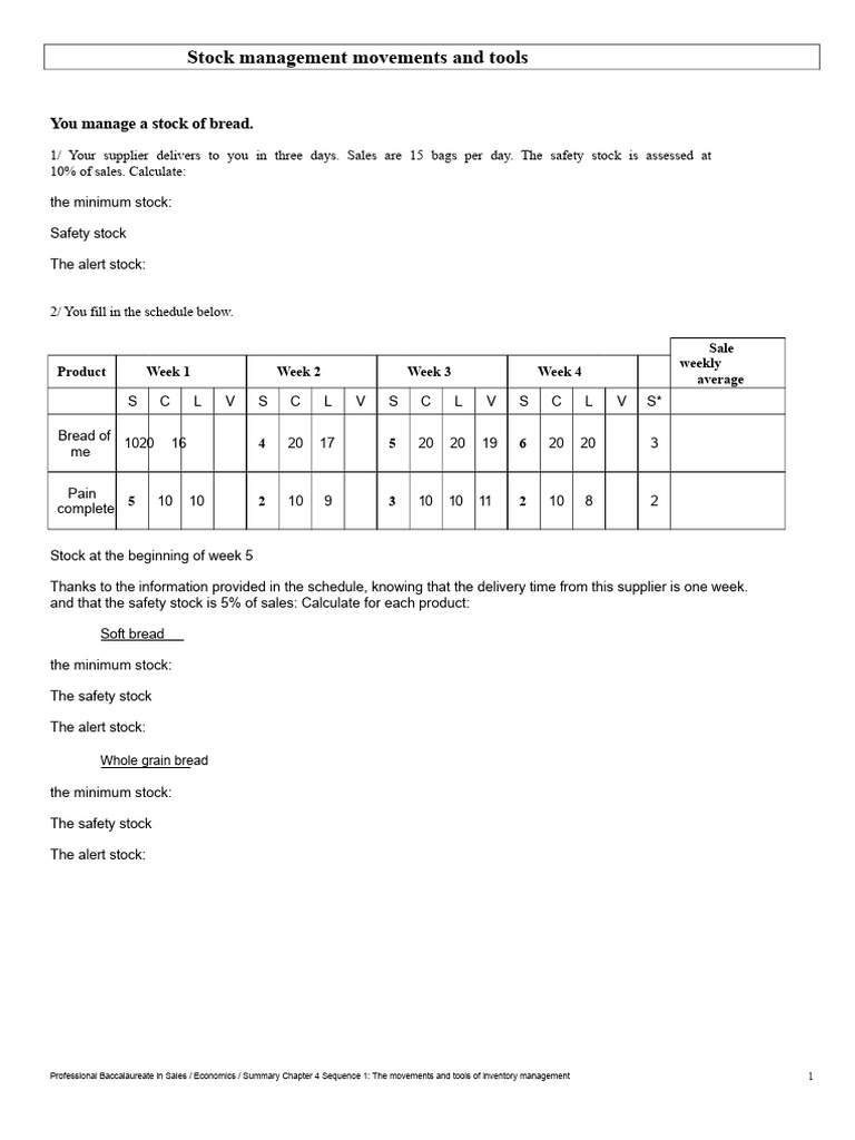Exercises Stock Movements | PDF | Logistics | Inventory