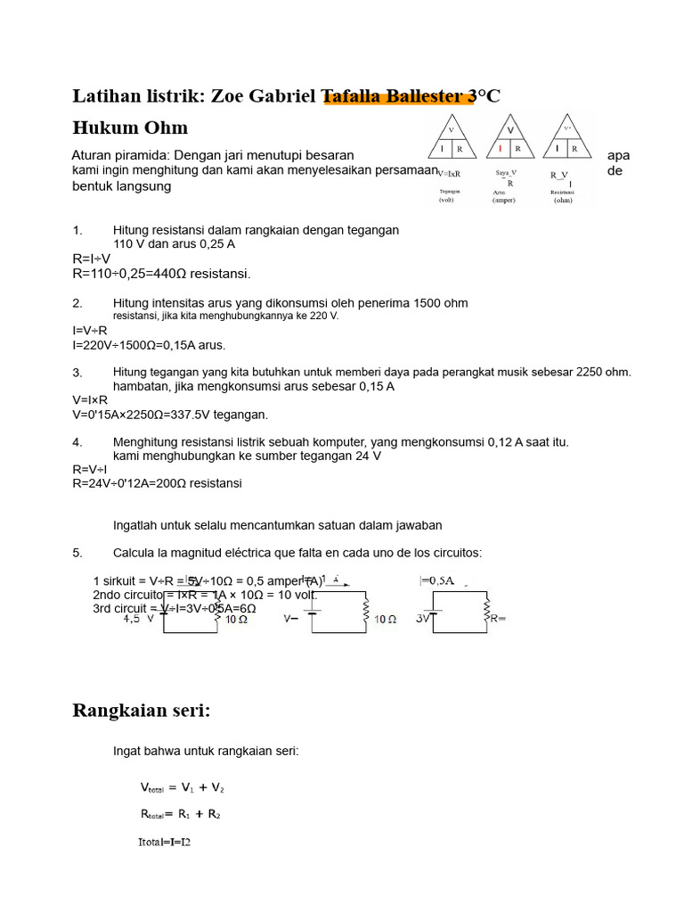 Latihan Hukum Ohm dan Rangkaian Listrik | PDF