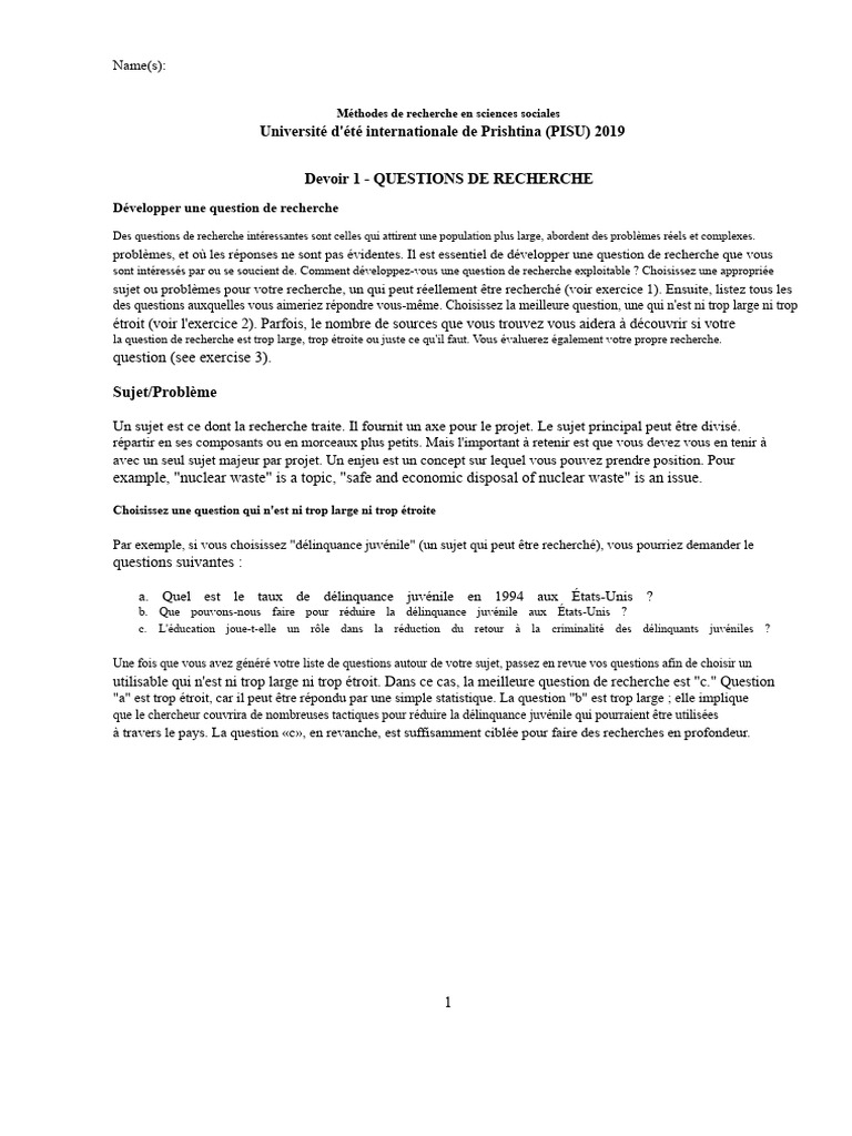 Développer des questions de recherche efficaces | PDF | Hamburgers
