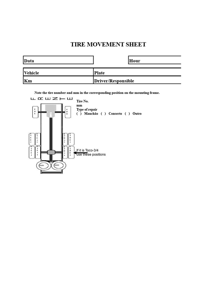 Tire Movement Tracking Sheet | PDF