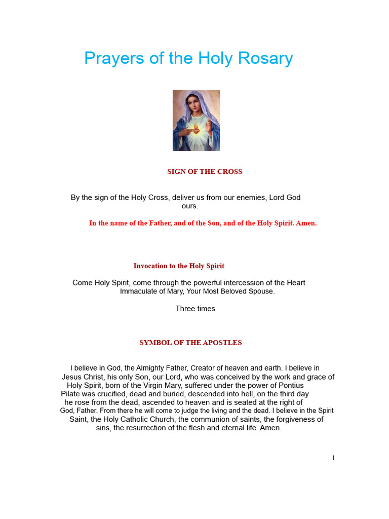 Prayers for the Holy Rosary Guide | PDF | Mary, Mother Of Jesus | Lord ...