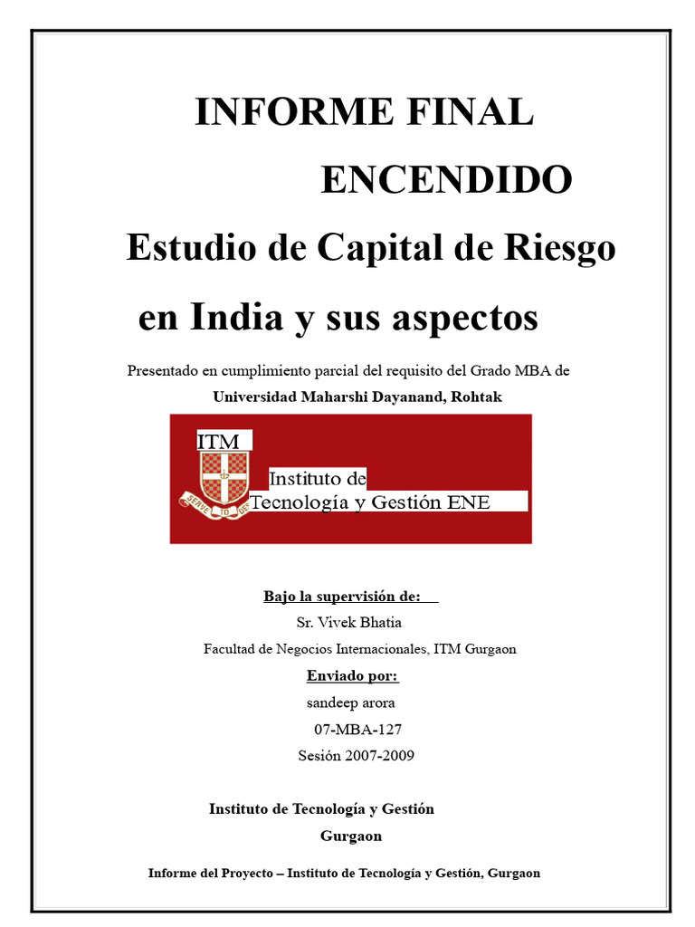 INFORME Sobre Capital de Riesgo | PDF | Capital de riesgo | Finanzas ...