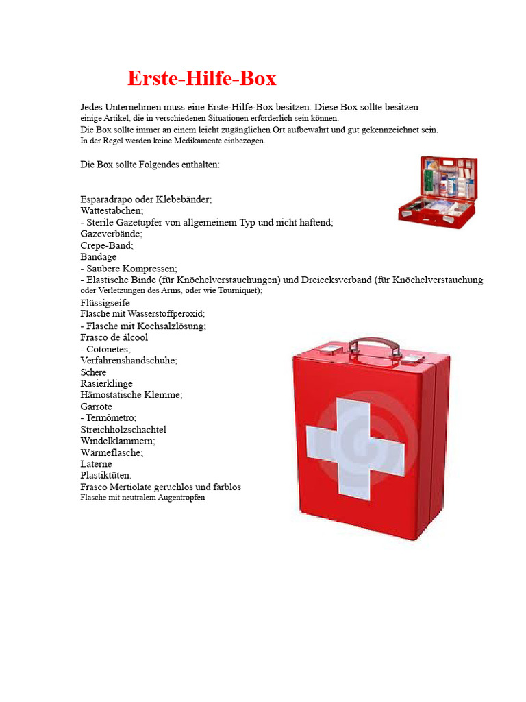 Wunderbar Erste Hilfe Kasten Ebenbild