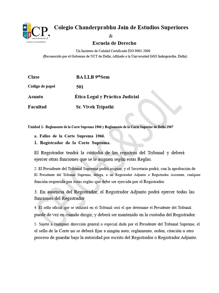 E-Notas - \u00c9tica Legal - LLB 501 | PDF | Habeas corpus | Apelaci\u00f3n
