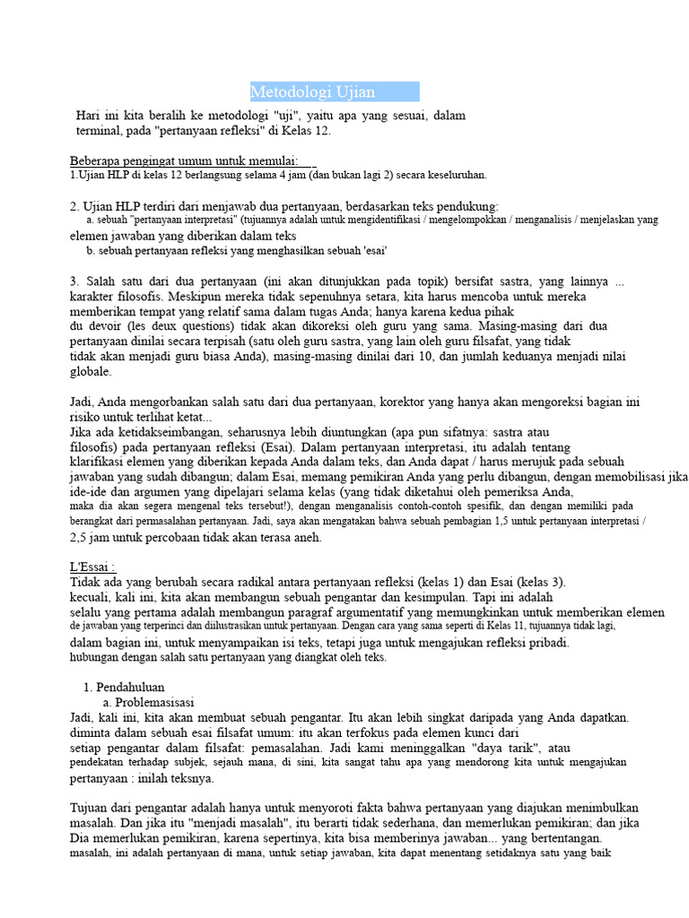 Metodologi Ujian HLP Kelas 12 | PDF