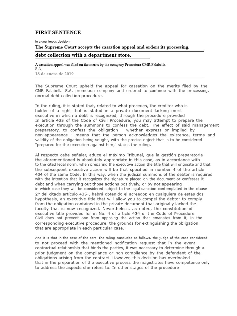 Supreme Court Ruling on Debt Collection | PDF | Statute Of Limitations ...