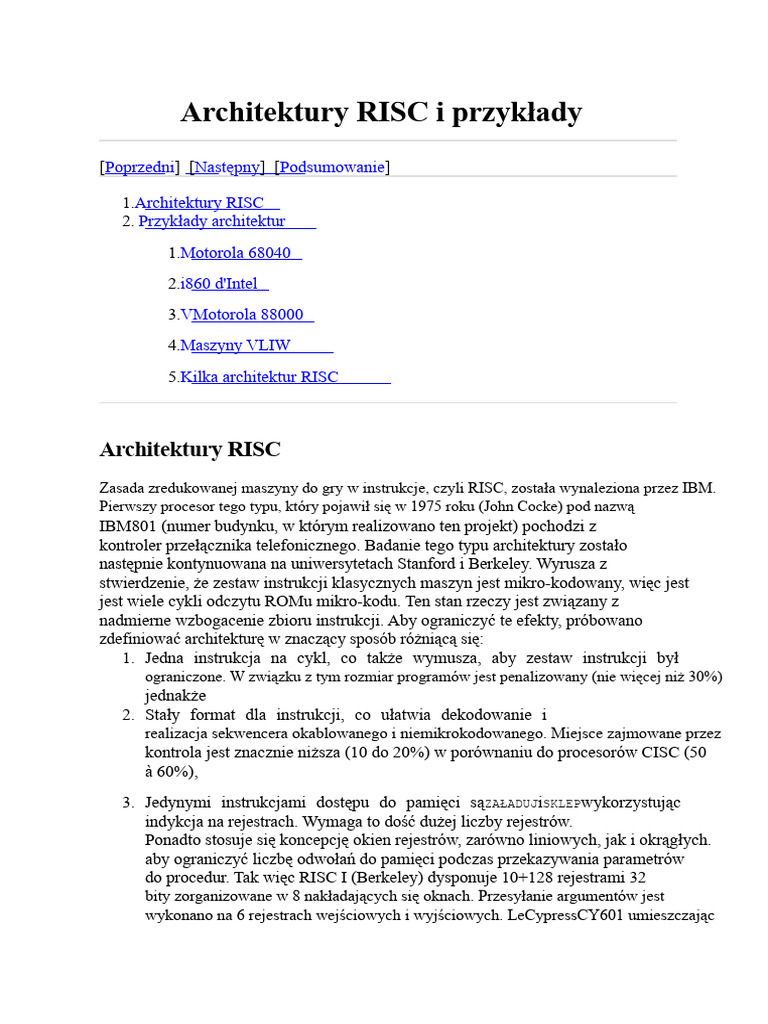 Architektury RISC I Przykłady | PDF