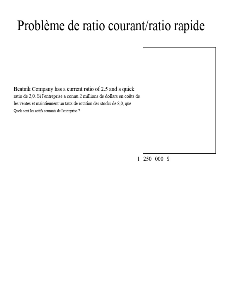 Analyse des Ratios Courant et Rapide | PDF | Ratio financier ...